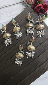 Fish unique dual tone silveralike earrings