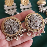 Mid size studs dualtone Silver alike earrings
