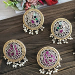 Mid size studs dualtone Silver alike earrings