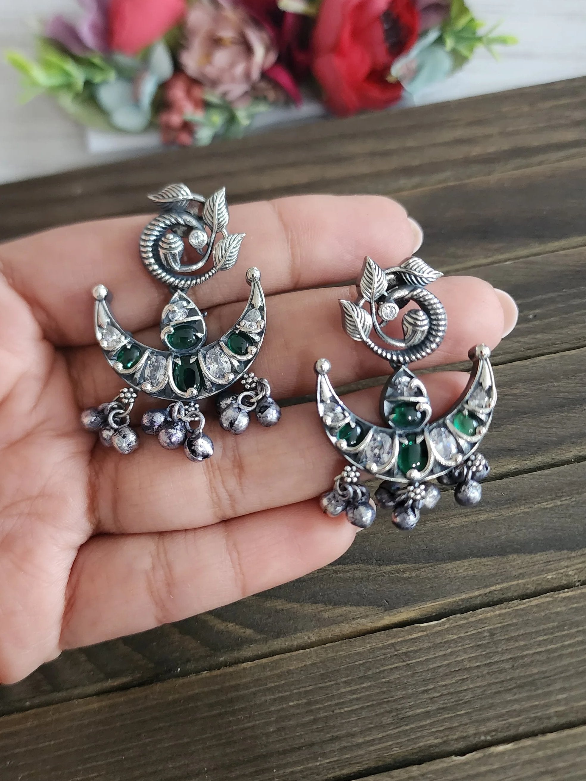 Chand silver alIke earrings
