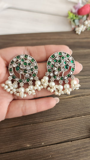 Mid size studs Silver alike earrings