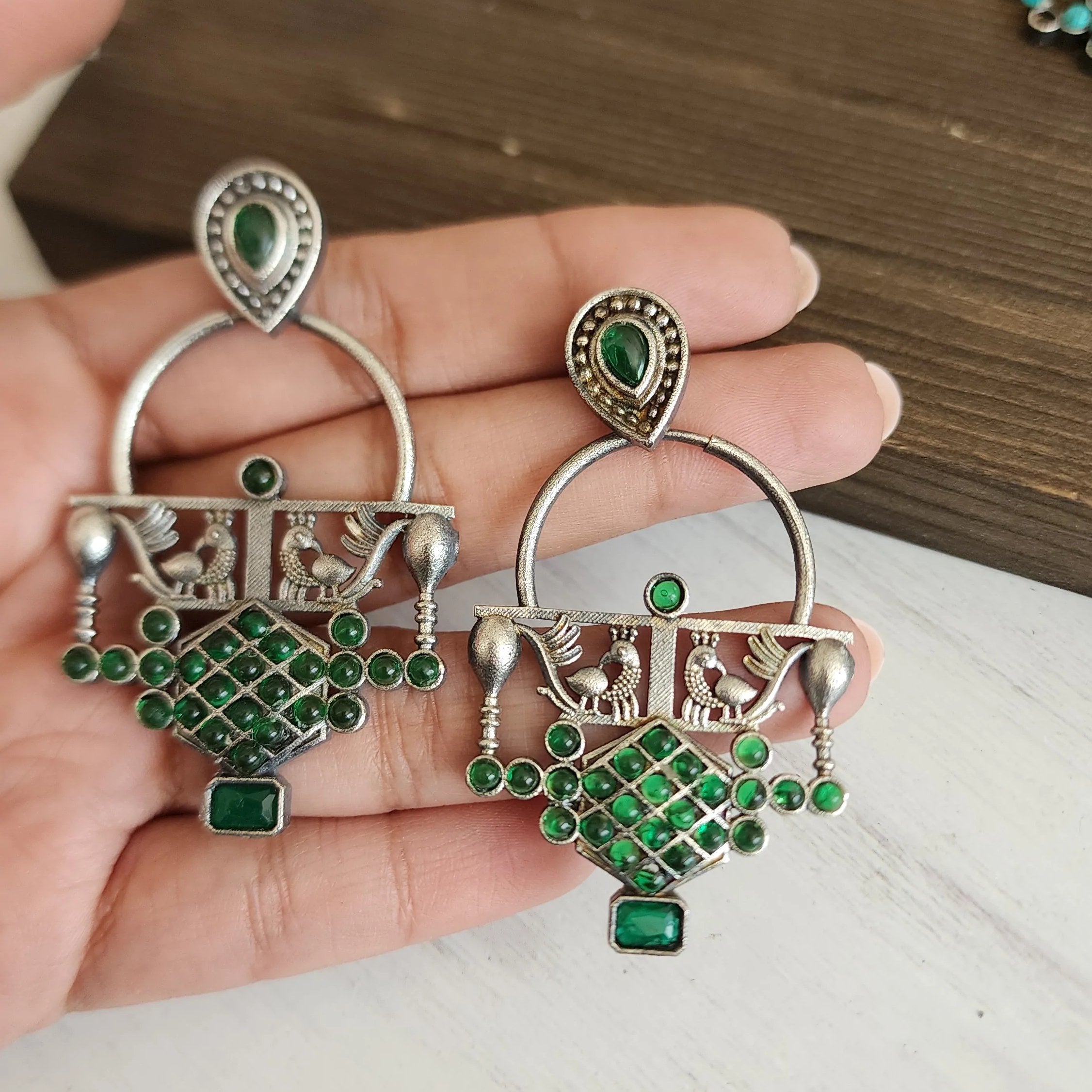 Kiran silver alike earrings