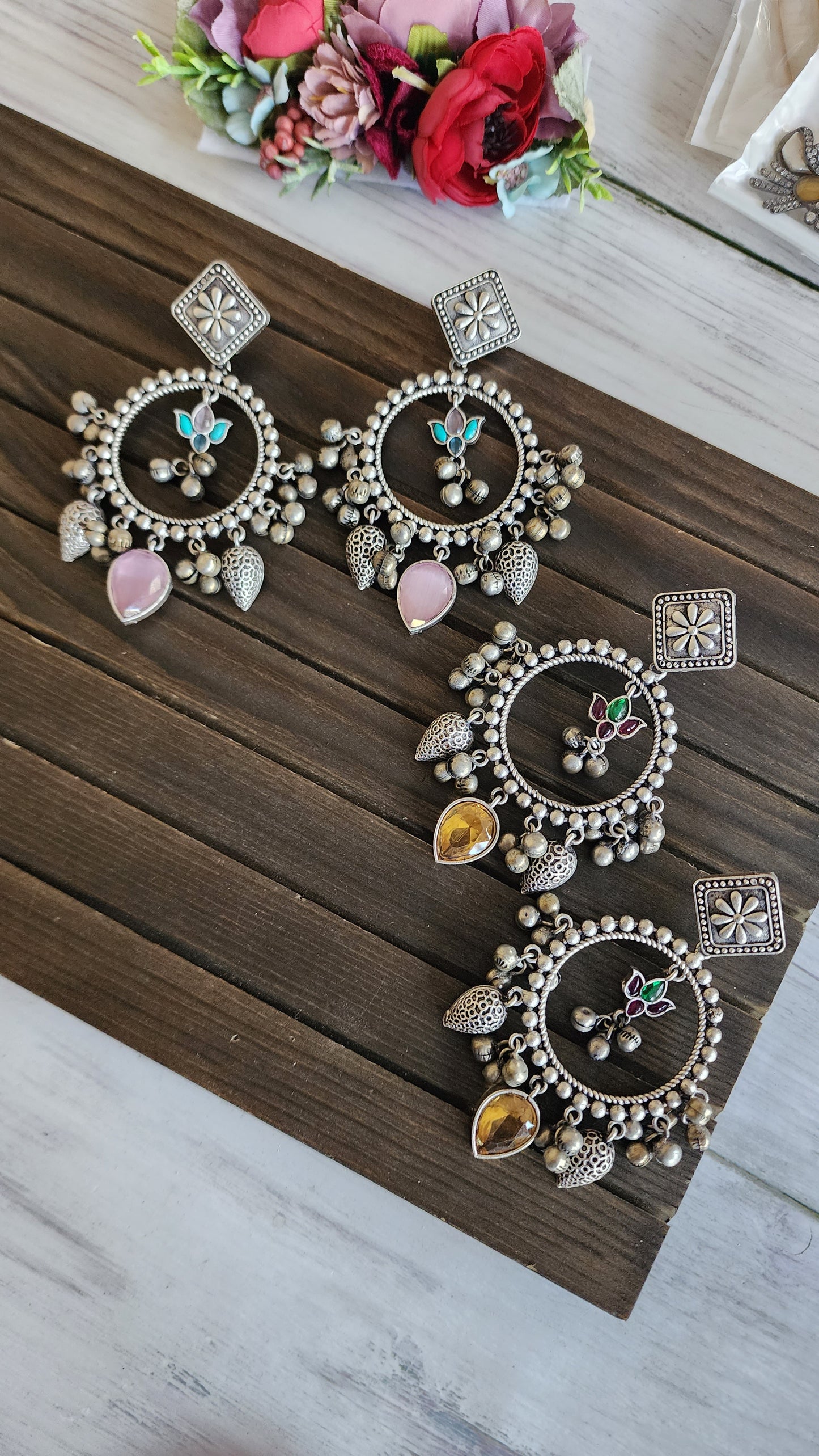 Varni fusion silver alike earrings
