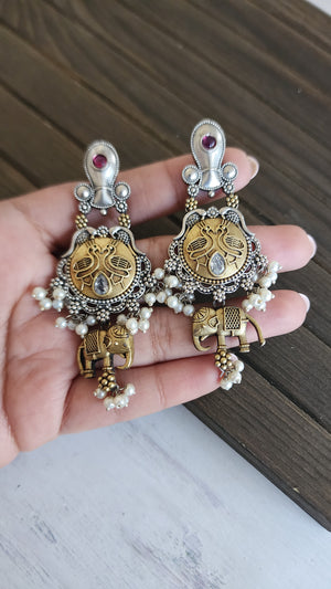Elephant dualtone earrings