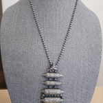 Layered handmade Silver alike pendant necklace