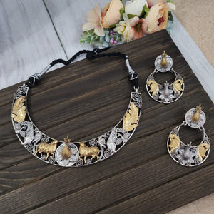 Gomathi dualtone hasli necklace set