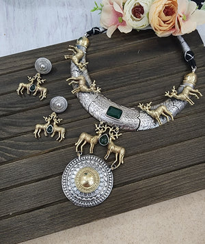Deer dualtone hasli necklace set