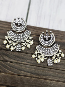 Black rodium plated jhumka earrings