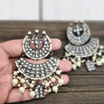 Black rodium plated jhumka earrings