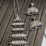 Layered handmade Silver alike pendant necklace