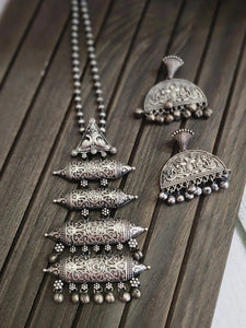 Layered handmade Silver alike pendant necklace