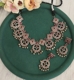 Amora silver alike necklace set
