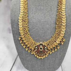 Beaded goldplated statement necklace set