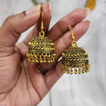Antique gold enamel painted small earrings