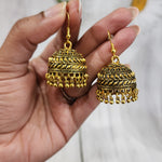 Antique gold enamel painted small earrings