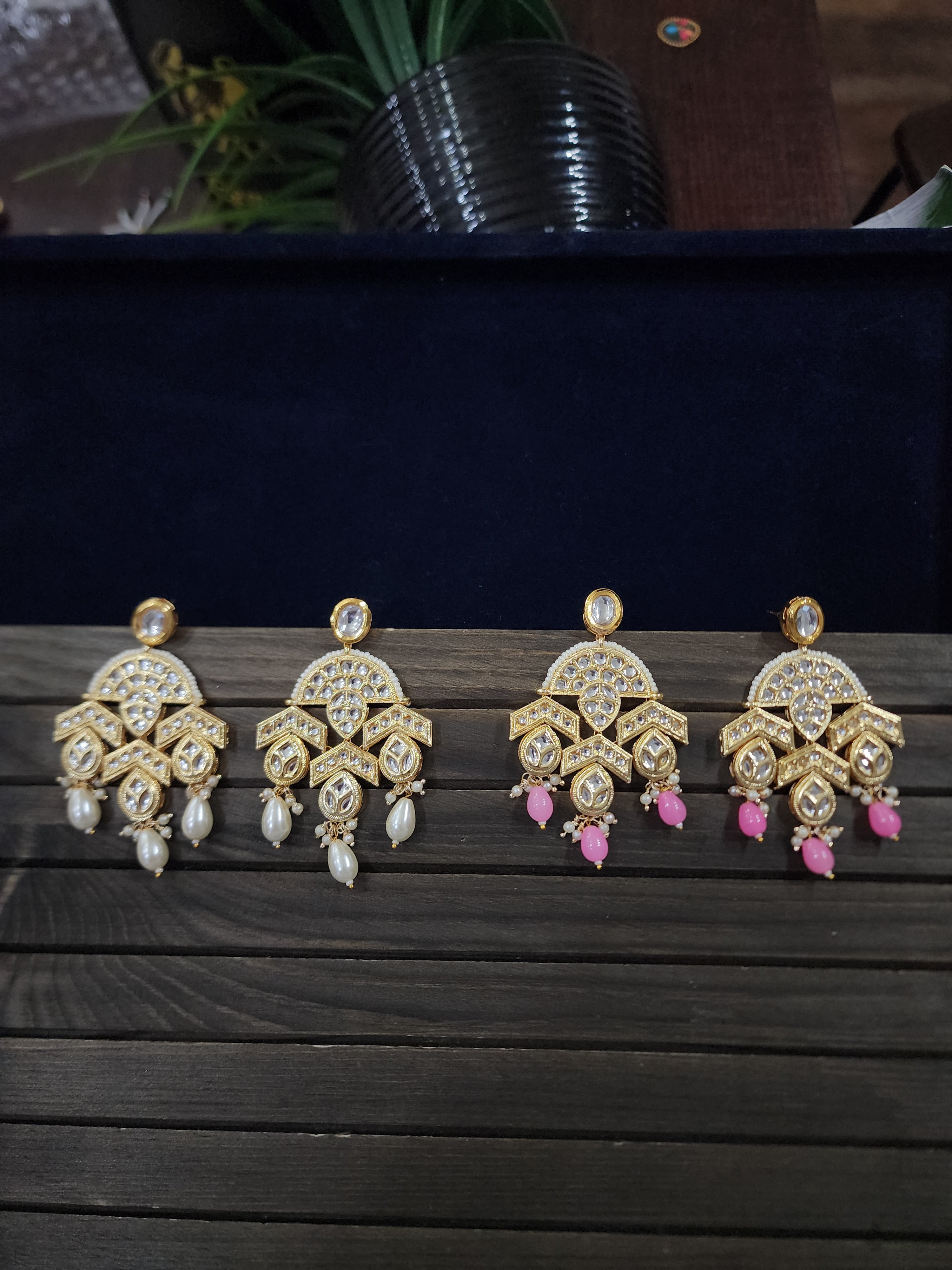Meenakari handpainted chandbali earrings