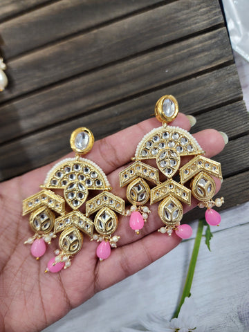 Meenakari handpainted chandbali earrings