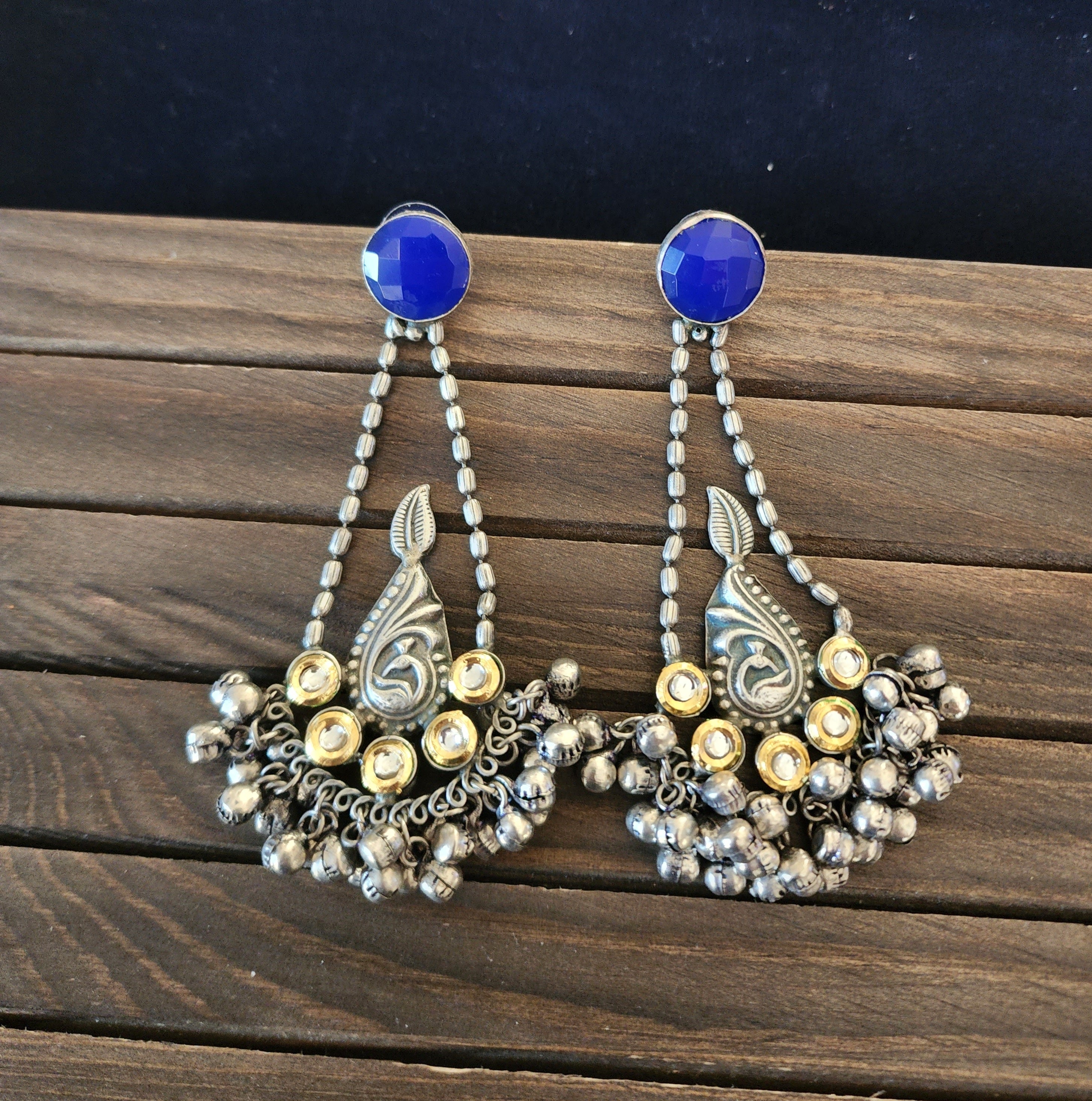 Ridhi silver alike fusion jhumka earrings