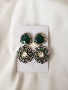 Natural stone CZ polki earrings