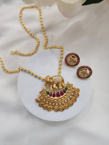 Elephant designer gold plated necklace set