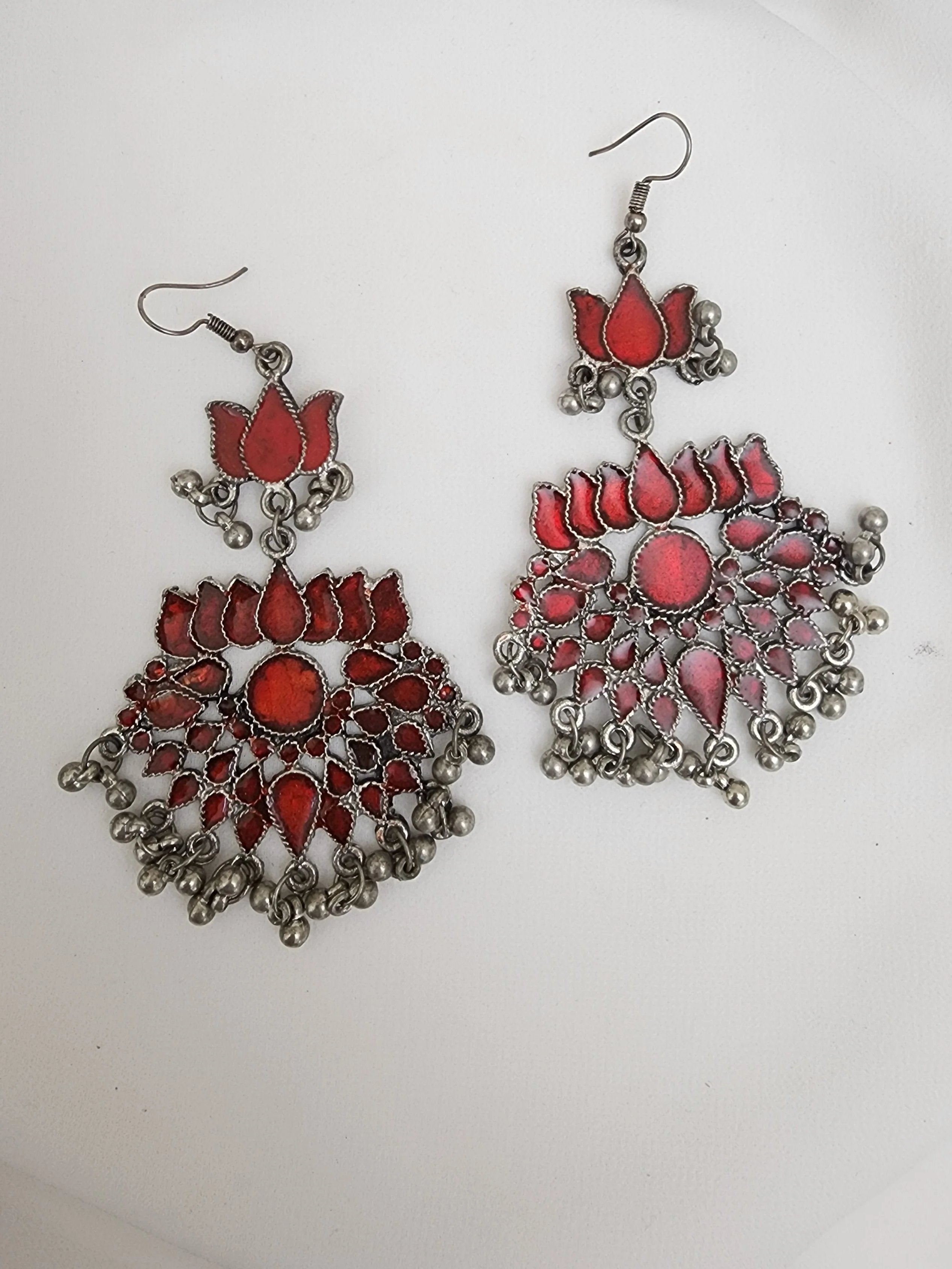 Afghani enamel painted earrings