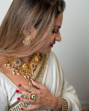 Anandhi pachi kundan necklace set