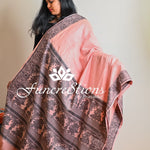 Handwoven organic pure linen saree  with handweived border and pallu tassels saree plain saree