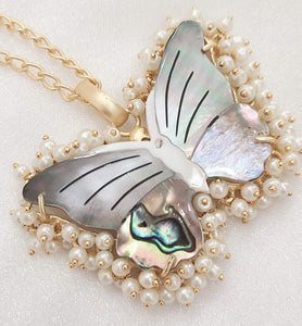 Mother of pearl butterfly necklace
