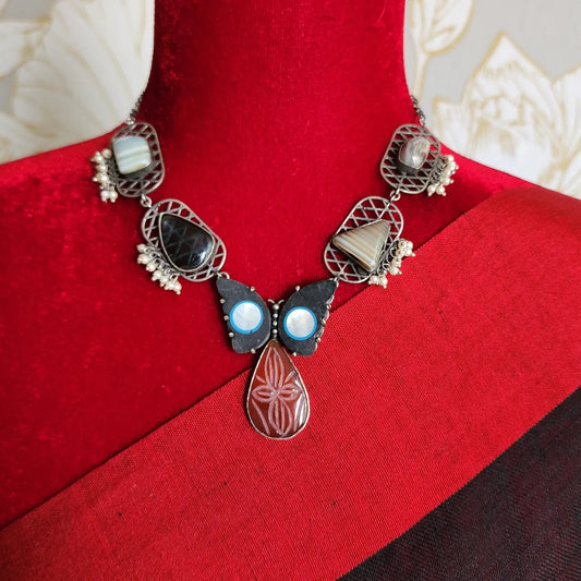 Anuhya fusion contemporary Silver Alike Necklace