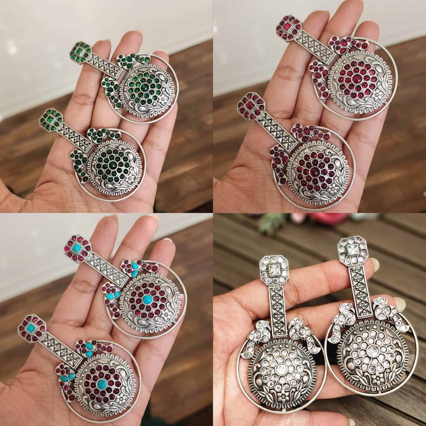 Chand Silver alike chandbali earrings