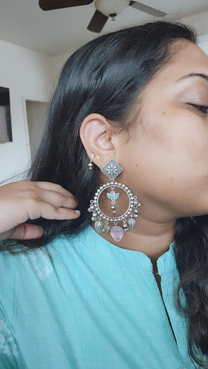 Varni fusion silver alike earrings