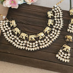 Hathi dualtone polki necklace set