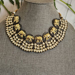 Hathi dualtone polki necklace set