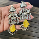 Ridhi silver polish fusion jhumka earrings