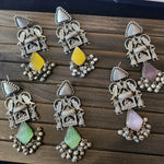 Ridhi silver polish fusion jhumka earrings