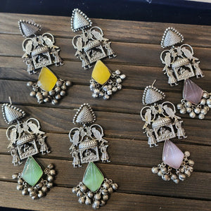 Ridhi silver polish fusion jhumka earrings