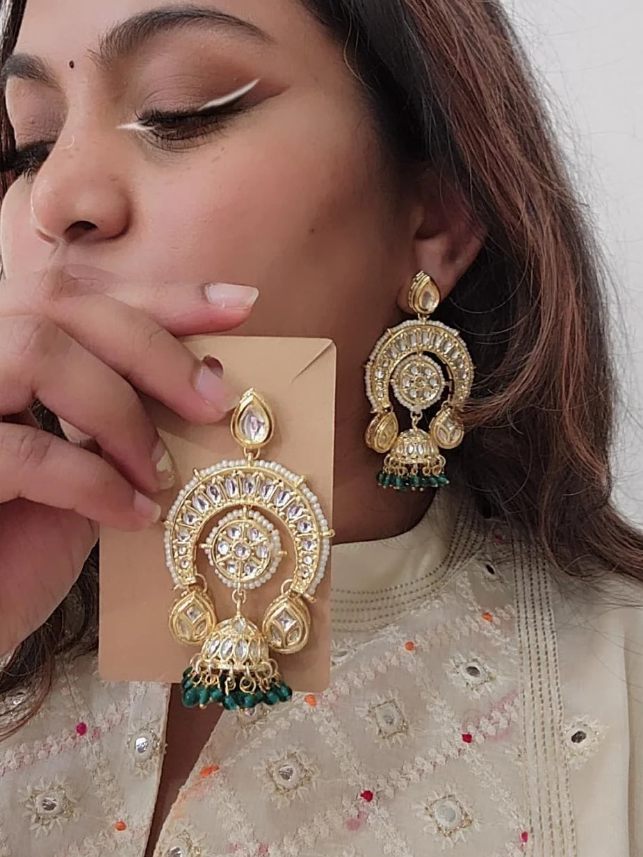 Meenakari handpainted chandbali earrings