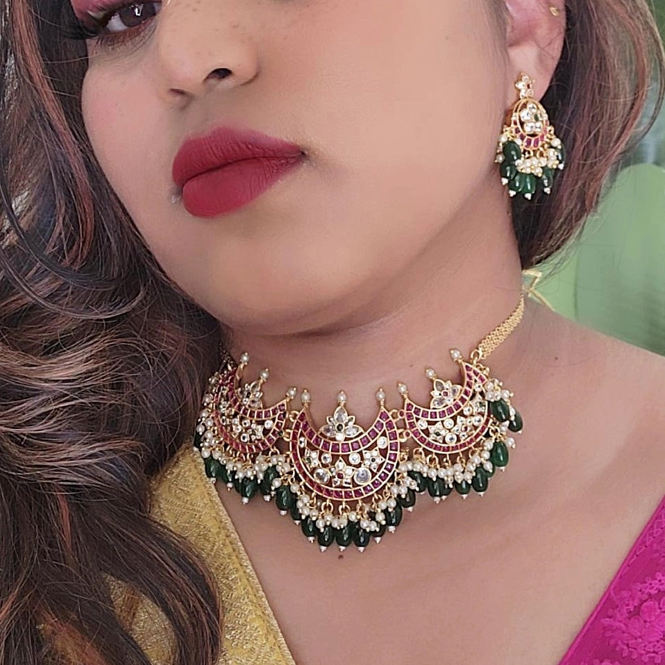 Kanthi designer gold plated necklace set