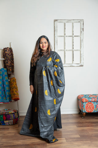 Tussar gitcha silk embroidered Saree