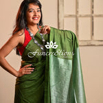 Handwoven organic pure linen saree Plain Saree with tassels pallu saree plain saree