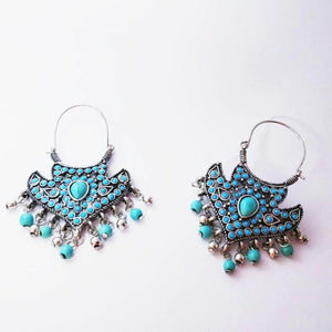Turquoise Bohemian Afghani ethnic earrings