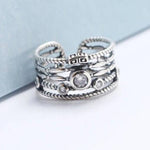 925 silver multi-layer adjustable ring