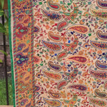Madhubani dupatta phulkari dupatta hand embroidered dupatta kalamkari gift for her women gifts half white dupatta blue dupatta red dupatta