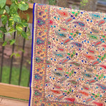 Madhubani dupatta phulkari dupatta hand embroidered dupatta kalamkari gift for her women gifts half white dupatta blue dupatta red dupatta